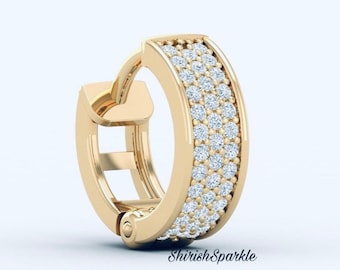 Natural Diamond nose ring, 14k solid gold daith hoop, genuine diamond ear piercing clicker