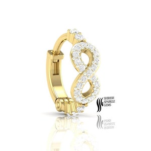Infinity nose ring helix conch hoop /  diamond nose piercing conch daith helix hoop / real diamond ear hoop clicker cartilage huggie clicker
