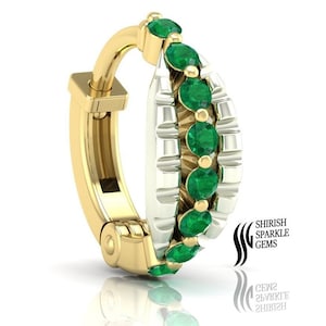 Anel de nariz de ouro esmeralda verde 8 mm unissex anel de hélice de cartilagem anel de argola de nariz de ouro 14k lado esquerdo anel de hélice de cartilagem anel de argola Tagus presente para ela