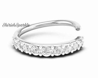 diamond nose hoop ring | white gold nose hoop | natural diamond nose ring | diamond seamless nose ring | | diamond cartilage hoop