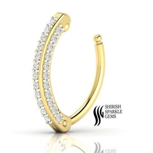 diamond belly ring / bally button hoop piercing / diamond solid gold navel ring / natural diamond belly button navel piercing / belly ring