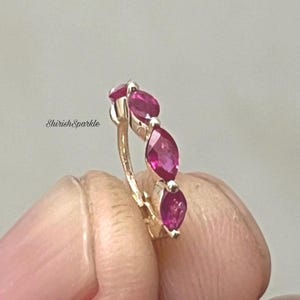 Ruby nose ring | ruby ear piercing cartilage conch helix hoop | natural ruby ear hoop clicker | ruby solid gold nose ring | ruby ear clicker