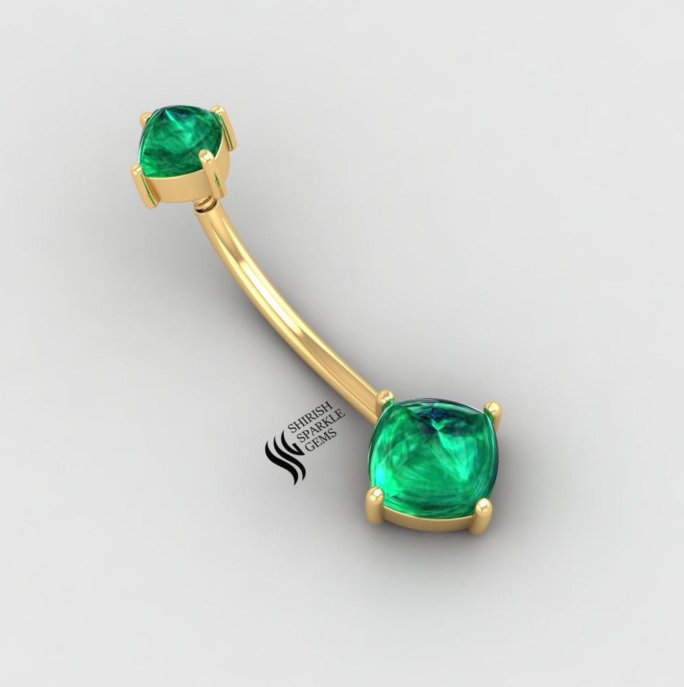 Emerald belly button ring discount