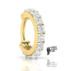 natural diamond gold cartilage hoop huggie helix hoop clicker genuine diamond nose ring natural diamond ear piercing hoop ear piercing hoop