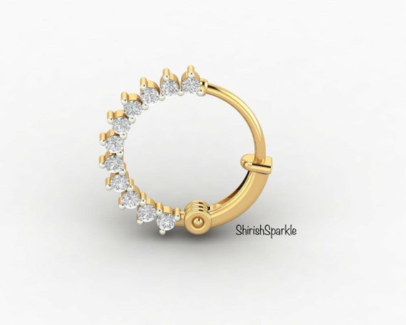 Golden American Diamond Screw Non Pierced Nose Ring – Amazel Designs