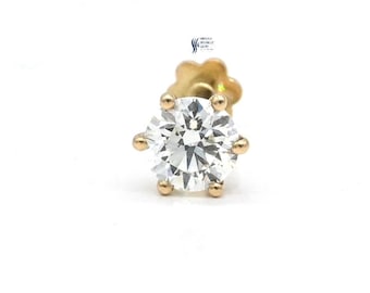 Certified Genuine diamond Nose Stud rook kartilage .40Ct diamond nose pin 18K gold Nose ear Piercing Nostril Jewelry Twist Gold Body Jewelry