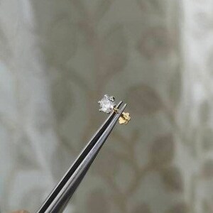 Solitaire diamant nässtift, Öronpiercing diamant helix labret tragus gängad flatback 16G bild 4