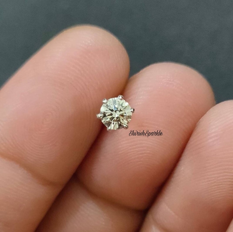 18k White Gold Natural Diamond Nose Piercing Genuine Diamond Etsy