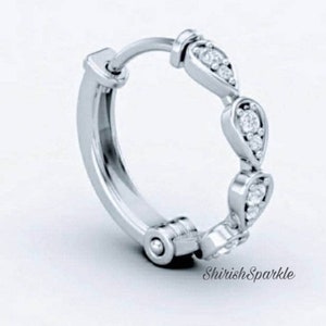 14k white gold natural diamond hoop hoop nose ring diamond helix hoop genuine diamond nose hoop real diamond hoop natural diamond nose ring