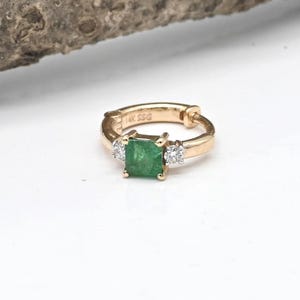 emerald diamond nose ring emerald ear hoop emerald diamond nose clicker diamond gold helix conch huggie hoop clicker green stone cartilage