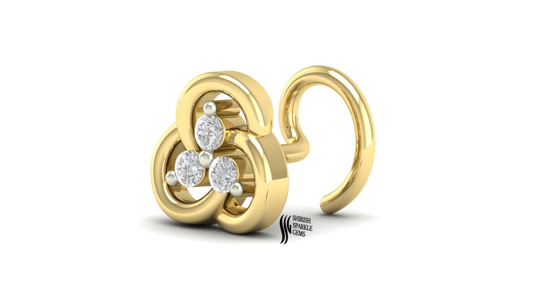Trinity Pin Ring Infinity Trinity Round Diamond Nose Pin 14k Solid Gold Ear Piercing C ...