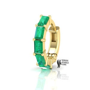 Anillo de nariz con esmeralda / aro de cartílago con caracola de esmeralda / anillo de nariz de oro macizo con esmeralda / aro de nariz con piedras preciosas / aro de cartílago con esmeralda y daith