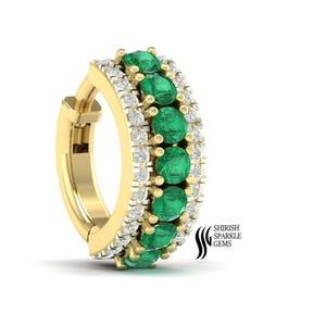 piercing de nariz de esmeralda | piercing de nariz de diamante | piercing de orelha de argola de diamante esmeralda | argola de concha de cartilagem de hélice de esmeralda | piercing de orelha de diamante