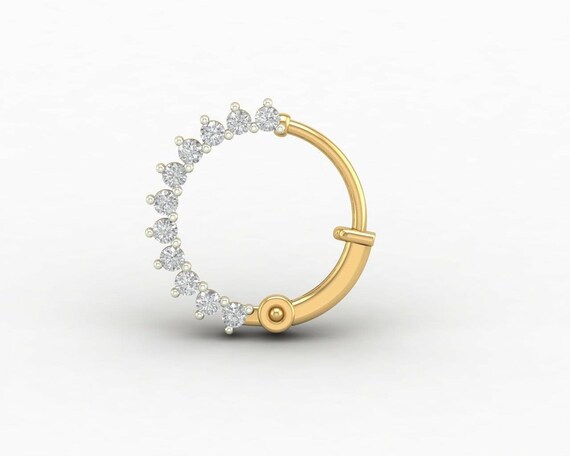 8mm Inner Diameter Nose Hoop Helix Piercing 18k Gold Diamond Nose