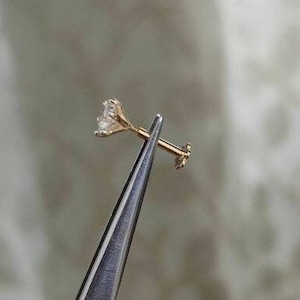 Solitaire diamant nässtift, Öronpiercing diamant helix labret tragus gängad flatback 16G bild 5