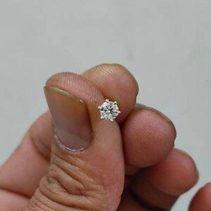 Solitaire diamant nässtift, Öronpiercing diamant helix labret tragus gängad flatback 16G bild 9
