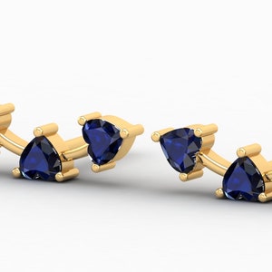 Blue sapphire labret ear lobe helix Natural flat back cartilage earring heart blue sapphire conch cartilage earring stud earring piercing