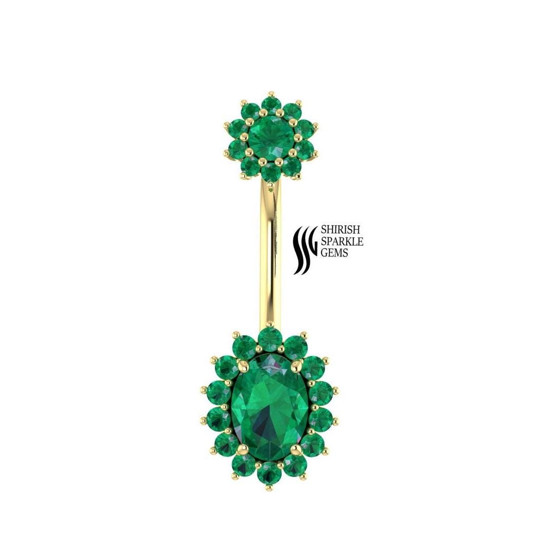 Emerald belly button ring deals