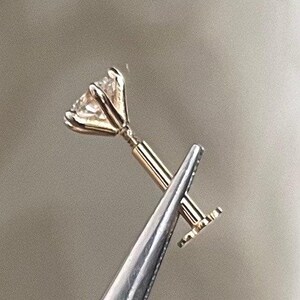 Solitaire diamant nässtift, Öronpiercing diamant helix labret tragus gängad flatback 16G bild 2