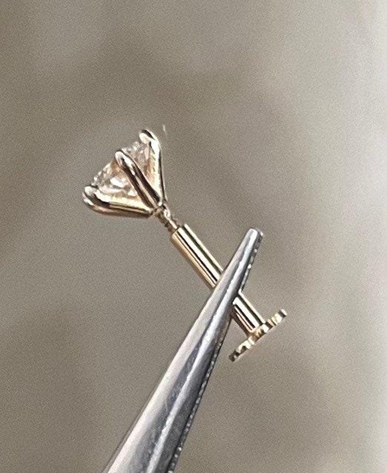 Solitaire diamant nässtift, Öronpiercing diamant helix labret tragus gängad flatback 16G bild 2