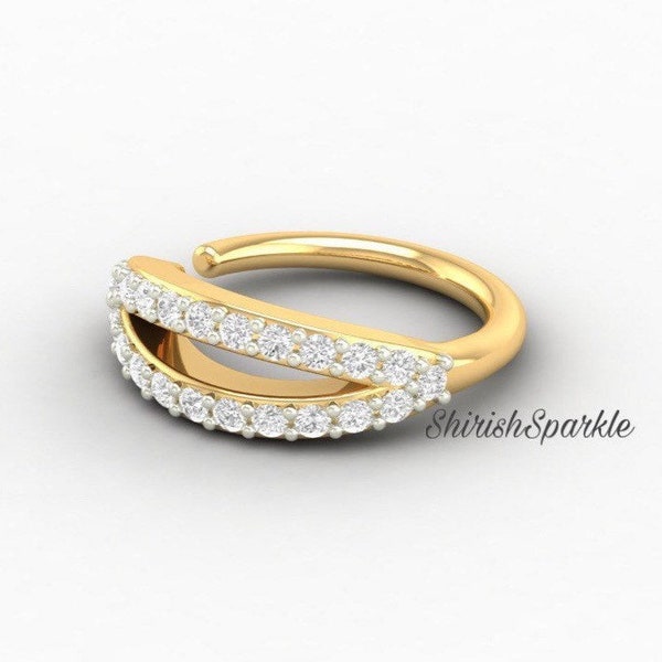 Natural diamond 18k gold nose piercing diamond helix diamond nose ring diamond piercing wire Diamond labret earring