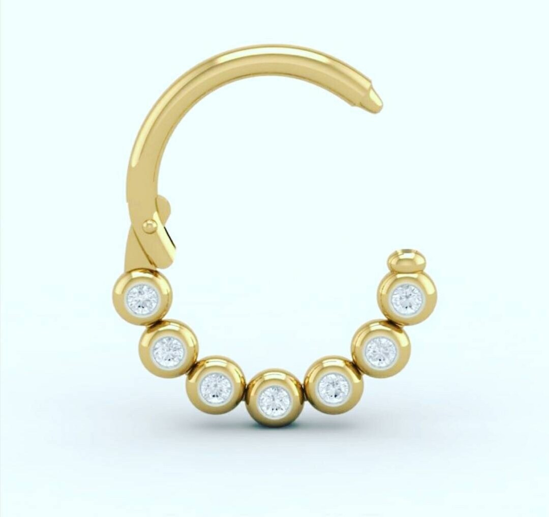 Natural Diamond Gold Septum Diamond Labret Stud Diamond Nose Piercing ...