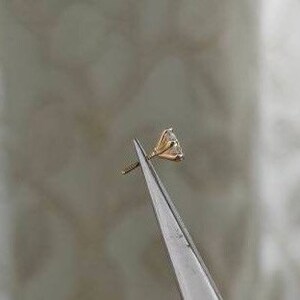 Solitaire diamant nässtift, Öronpiercing diamant helix labret tragus gängad flatback 16G bild 3