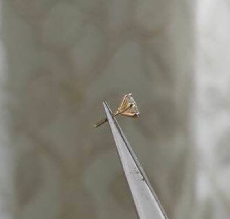 Solitaire diamant nässtift, Öronpiercing diamant helix labret tragus gängad flatback 16G bild 3