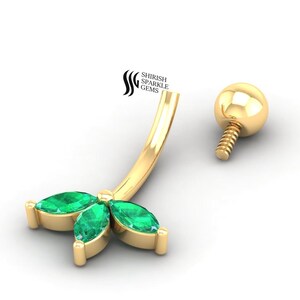 Emerald navel piercing belly button ring rook bellty eyebrow lip piercing emerald gold Barbel gemstone diamond belly button ring piercing