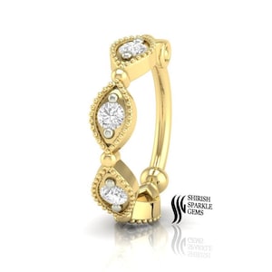 4 piezas de piercing de diamante para nariz, piercing para oreja, aro de hélice, aro de oreja de diamante genuino, aro de cartílago con clicker, aro de nariz de diamante con clicker, regalo para ella