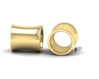 Solid Gold Ear Tunnels | 14k 18k Piercing Ear Plugs (6mm) Shirish Sparkle