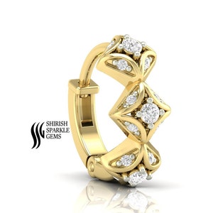 Diamond nose ring clicker hoop ear piercing helix hoop cartilage conch hoop daith piercing hoop genuine diamond nose ring upper helix hoop
