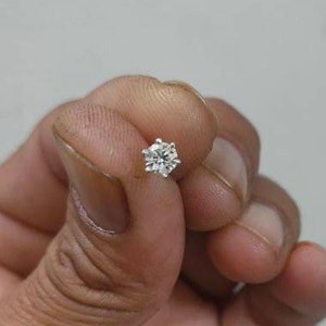 Solitaire diamant nässtift, Öronpiercing diamant helix labret tragus gängad flatback 16G bild 10