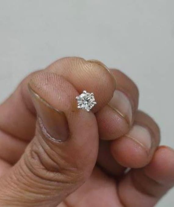 18k Gold Nose Pin Genuine Diamond Nose Piercing Diamond Helix