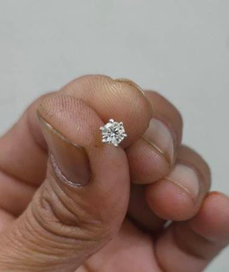 Solitaire diamant nässtift, Öronpiercing diamant helix labret tragus gängad flatback 16G bild 10