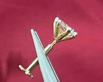 May include: A gold-toned nose piercing with a single clear gemstone in a prong setting.