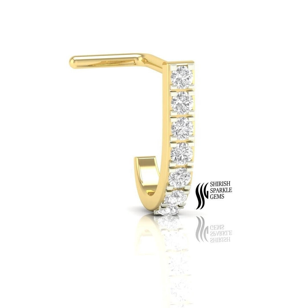 Diamond J Type Nose Ring L Wire Diamond Nose Hoop C Wire Diamond