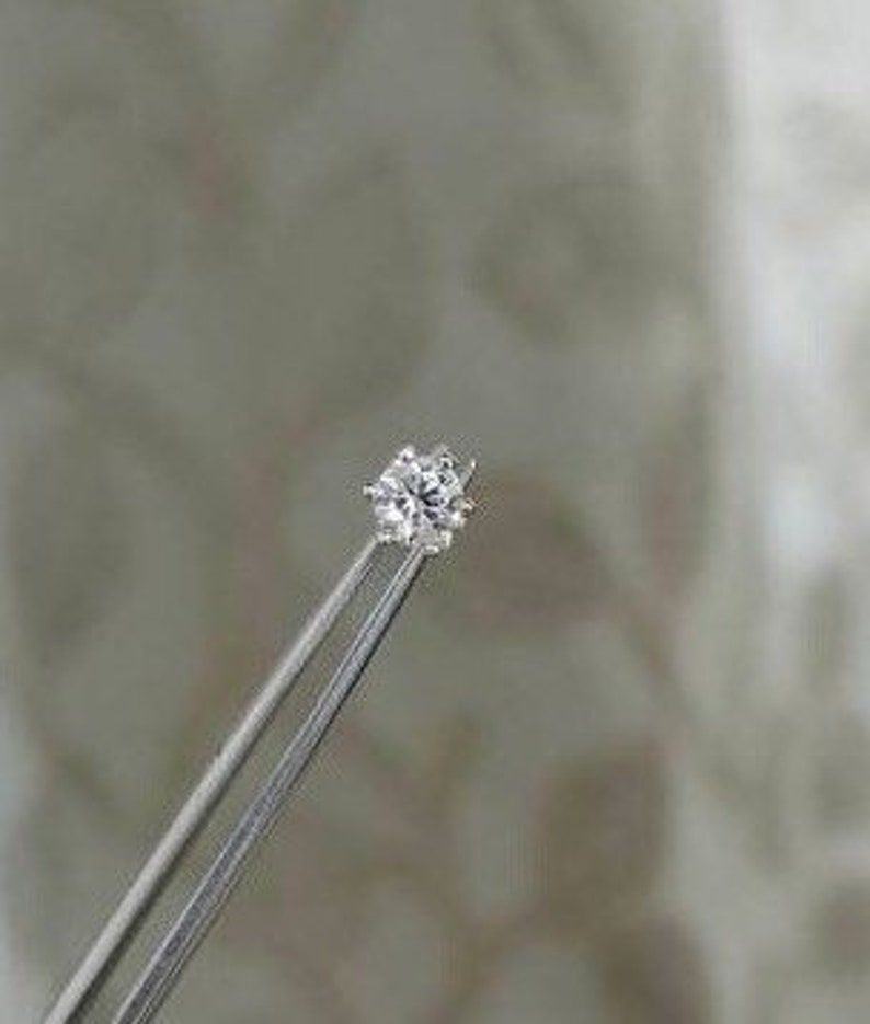 Solitaire diamant nässtift, Öronpiercing diamant helix labret tragus gängad flatback 16G bild 6