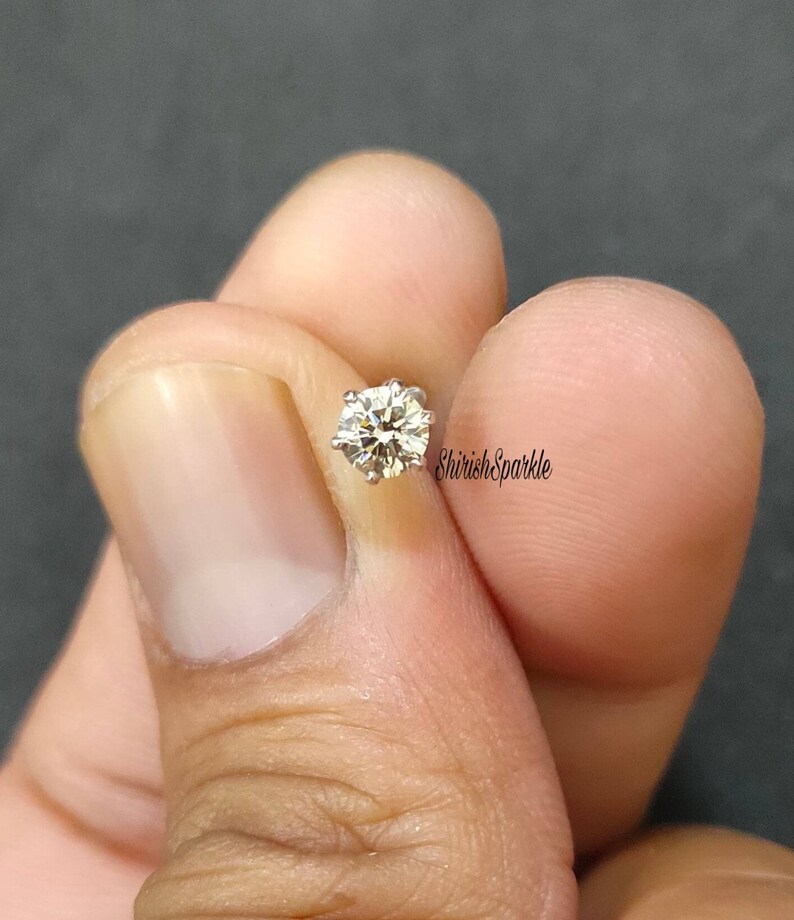 18k White Gold Natural Diamond Nose Piercing Genuine Diamond Etsy