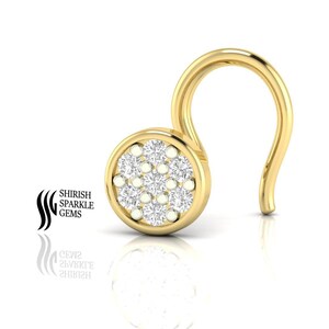 Piercing para nariz de oro con diamantes reales, aro para cartílago, hélice, clicker, oreja, nariz, aro, anillo de oro para la nariz, regalo para ella