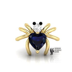 ear piercing ear lobe helix conch bar Sapphire  ear piercing barbell spiders stud internally threaded stud Spiders jewelry ear piercing gold