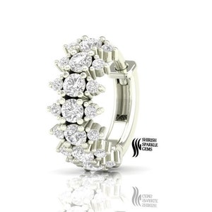 Natural diamond nose ring nose hoop helix hoop conch daith piercing hoop diamond conch ring nose piercing hoop diamond cartilage hoop ring
