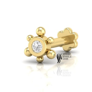 Diamond labret cartilage / diamond conch stud diamond ear piercing post / cartilage helix post natural diamond helix post tragus flat conch