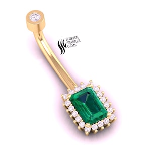 Emerald diamond belly button navel piercing diamond rook piercing gold navel piercing diamond belly button ring navel post belly button ring