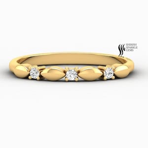 18k gold wedding band with genuine diamonds engagement diamond band for women