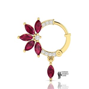 Rubin Diamant Nasenring , Diamant Knorpel Helix Muschel baumeln Hoop Knorpel Helix Ring Tagus Hoop Diamant Nasenring Diamant Ohr Huggie Hoop