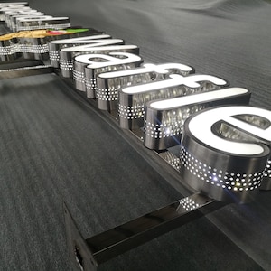 Sinalização LED para empresas, letras de canal iluminadas, placas comerciais de néon, placas LED comerciais, placas de logotipo iluminadas, placas comerciais externas