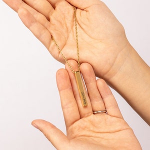 Personalized Name Bar Necklace, Engraved Pendant Graduation Gift