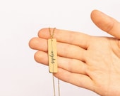 Personalized Name Bar Necklace - Engraved Stainless Steel Gift