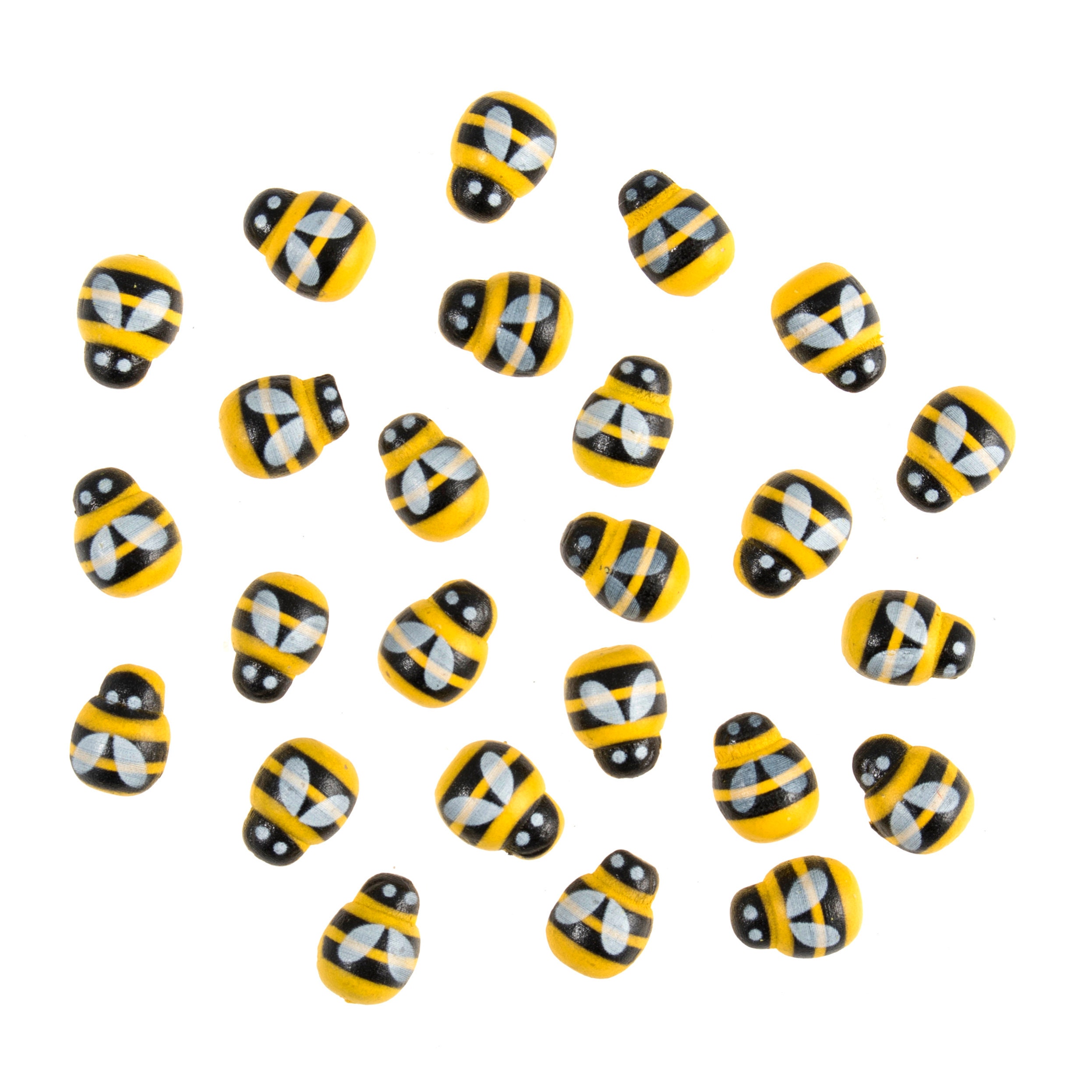 25 x Stick on Mini Ladybirds or Bumble Bess 9mm x 13mm Wooden Painted 25 x Bees 
